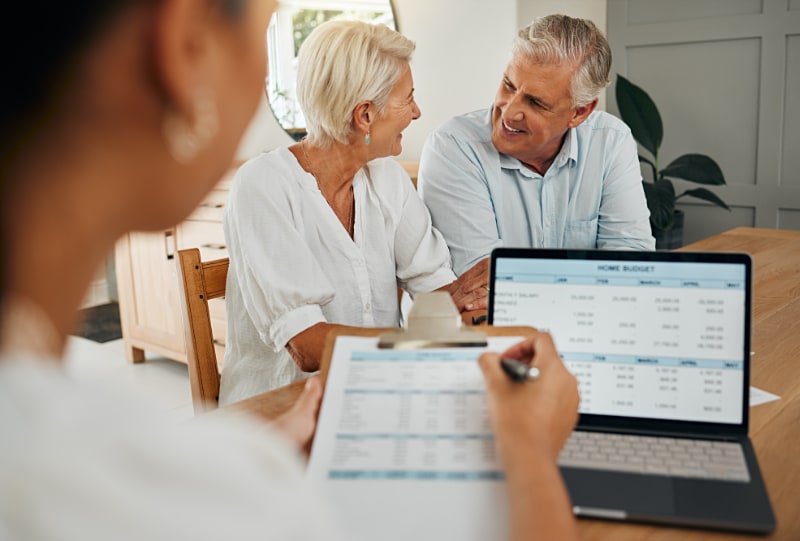 A couple reviewing their finances together